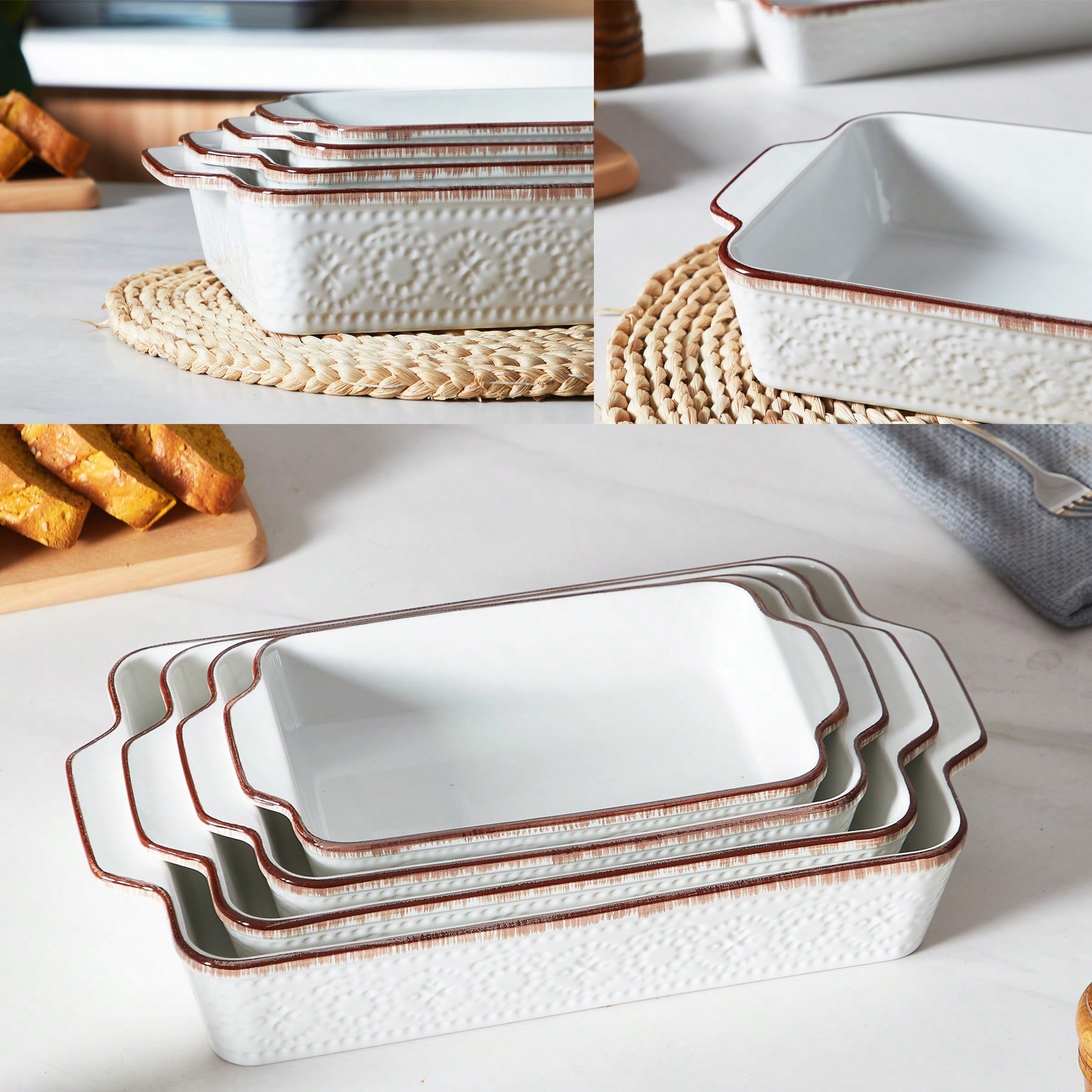 Kitchen Glass Baking Set - Casserole Dishes For Oven Vintage Porcelain