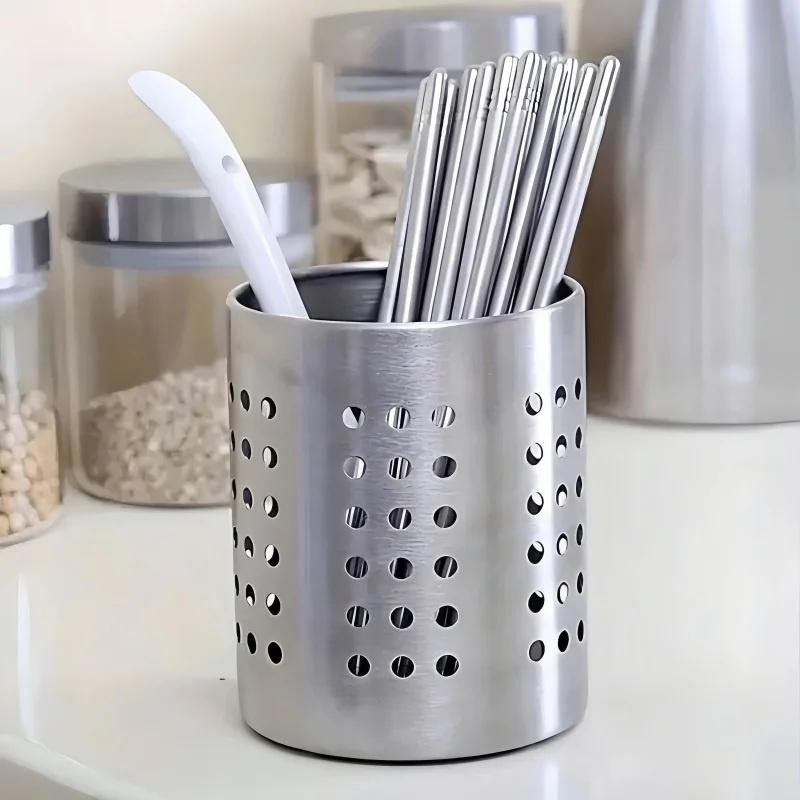 Kitchen Baking Tray Storage - #New.Stainless Steel Cylindrical Utensil Storage Box