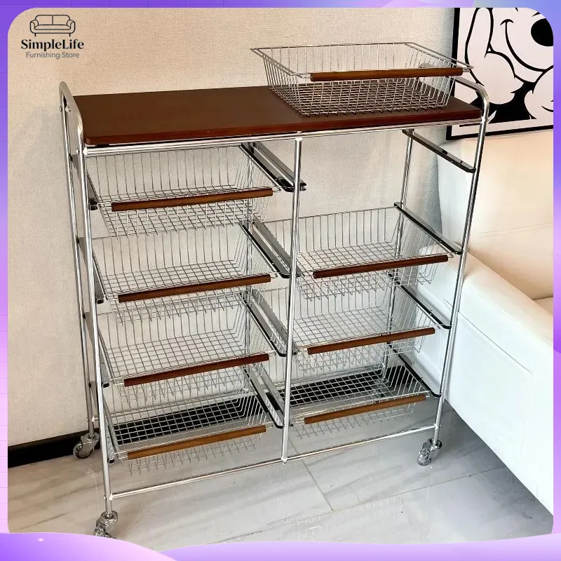Kitchen Baking Trolley - Retro Kitchen Cart with Wheels Mobile