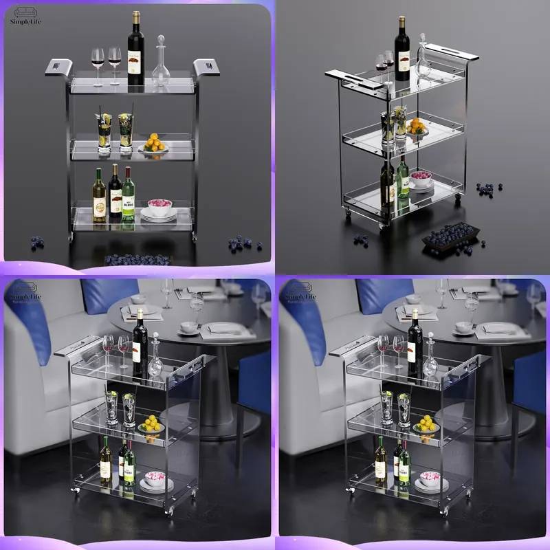 Kitchen Baking Trolley - Modern 3-Tier Kitchen Cart with Storage