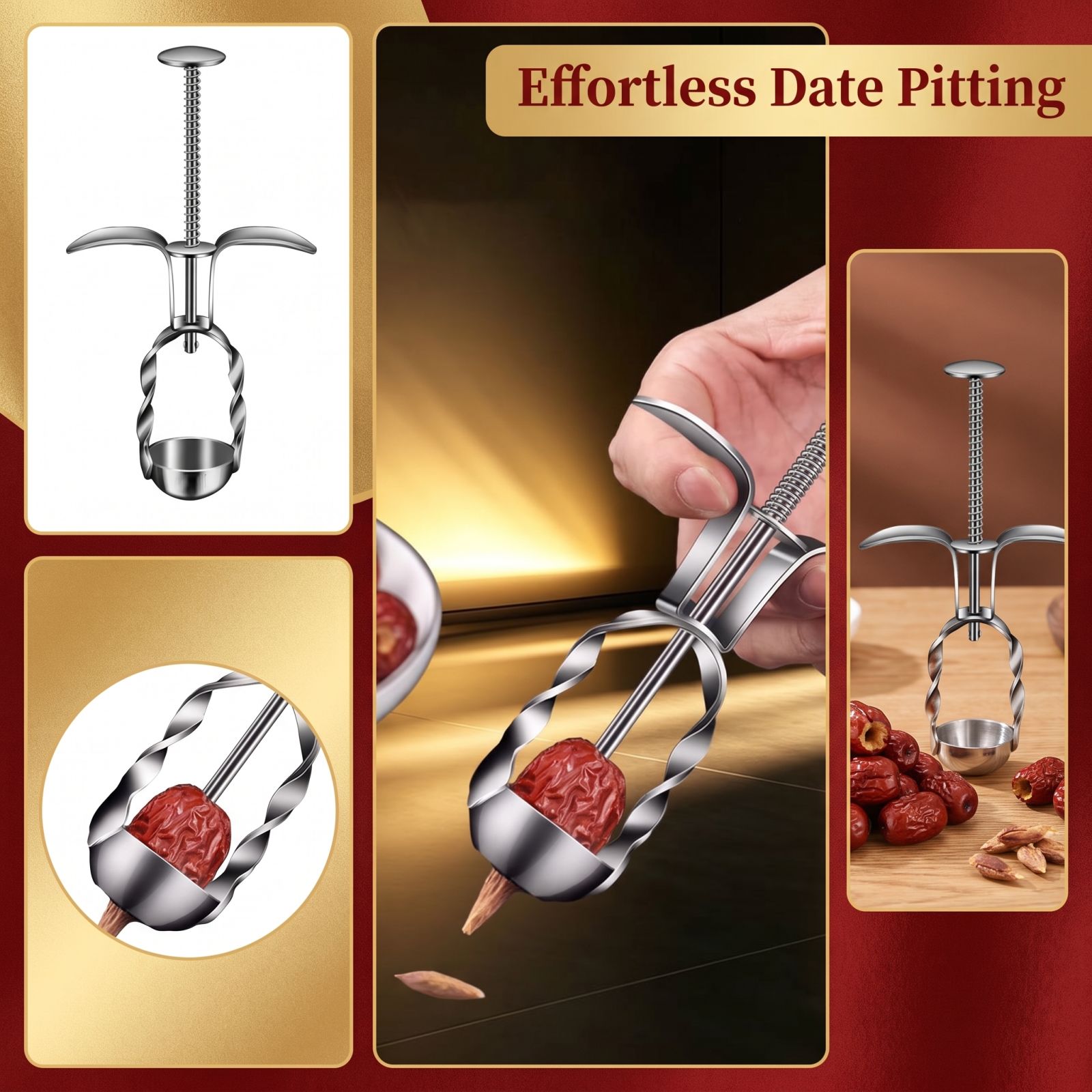 Kitchen Tools In Baking - Stainless Steel Red Date Pitter Tool