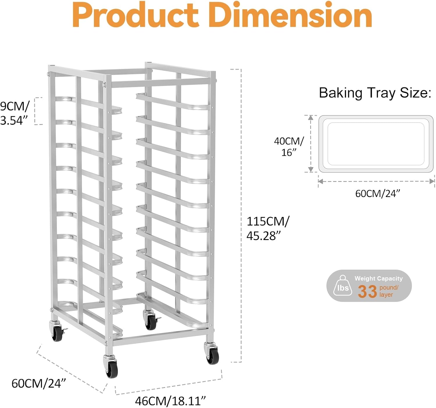Commercial Stainless Steel Bak - Kitchen Baking Trolley recension och pris