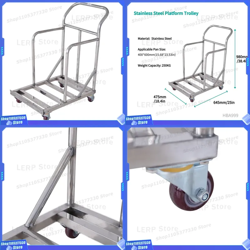 980x645x475mm Stainless Steel  - Kitchen Baking Trolley recension och pris