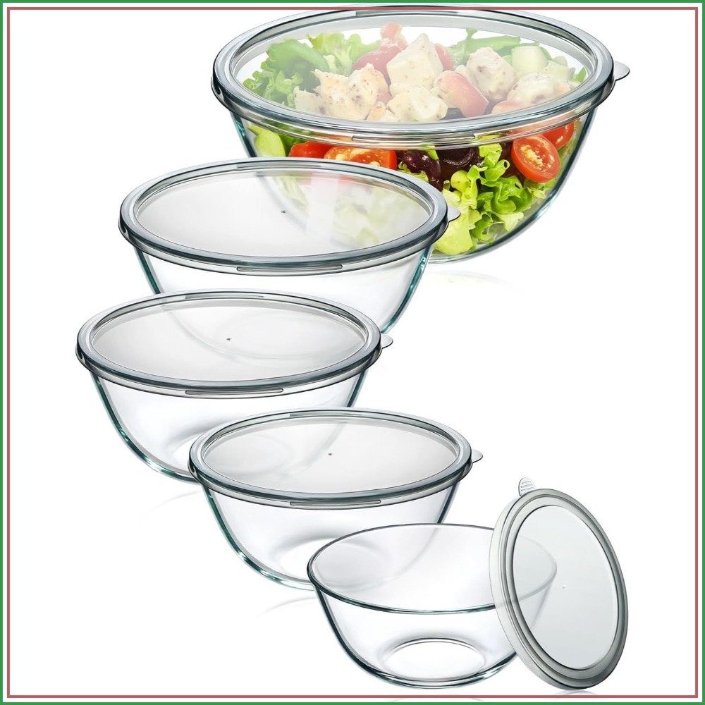 Glass Mixing Bowls With Lids S - Kitchen Glass Baking Set recension och pris