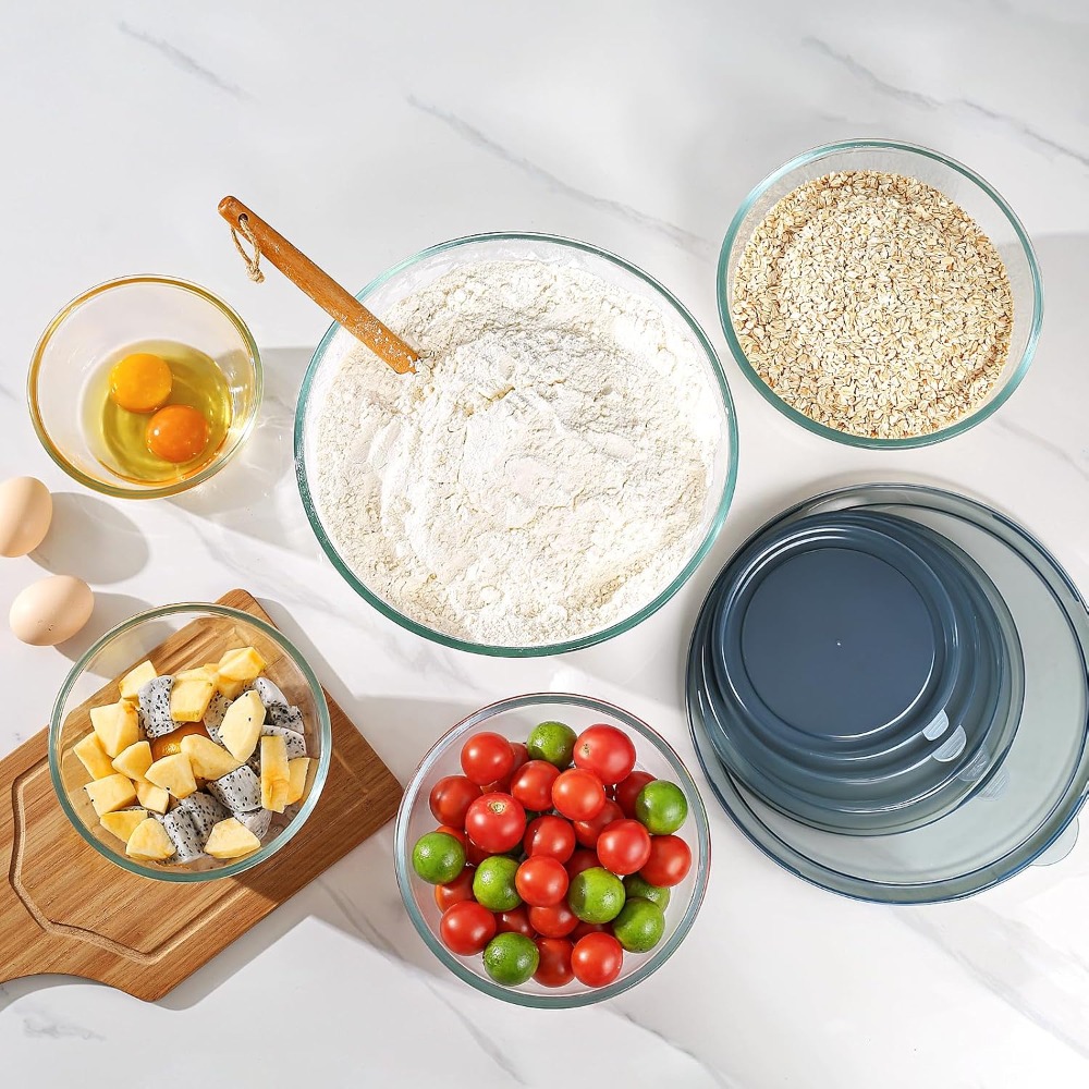 Glass Mixing Bowls With Lids S - Kitchen Glass Baking Set recension och pris