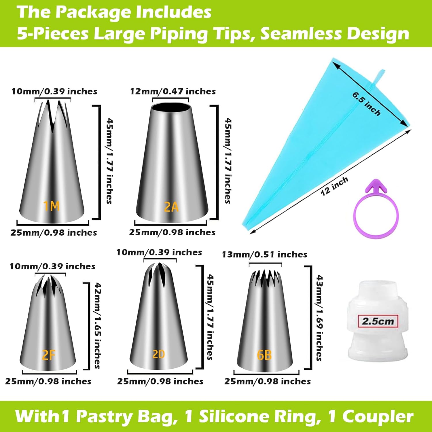 Large Piping Tips Set, Stainle - Kitchen And Baking Equipment recension och pris