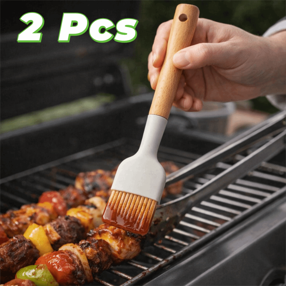 2PCS Wooden Handle Silicone Ba - Pastry Brush Silicone recension och pris