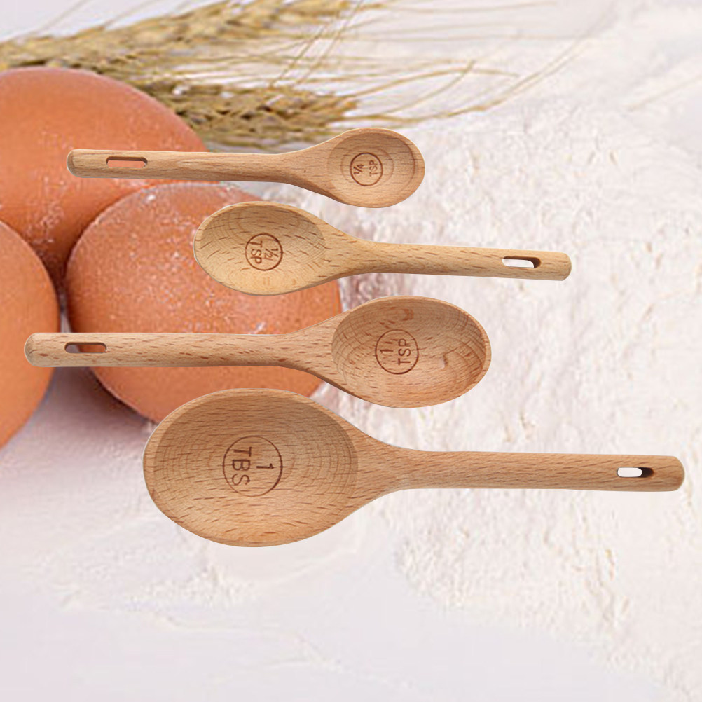 4Pcs Wooden Measuring Spoons S - Kitchen Baking Utensil Set recension och pris