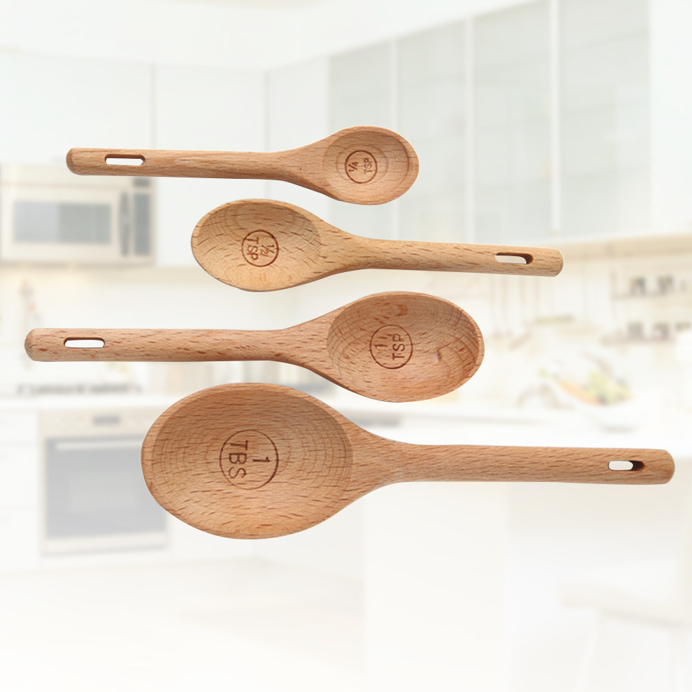 4Pcs Wooden Measuring Spoons S - Kitchen Baking Utensil Set recension och pris